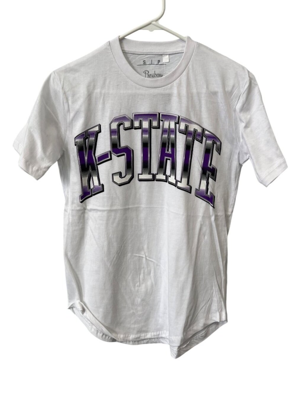Pressbox T-Shirt Small K State Crewneck Short Sleeve White Purple Gameday NEW
